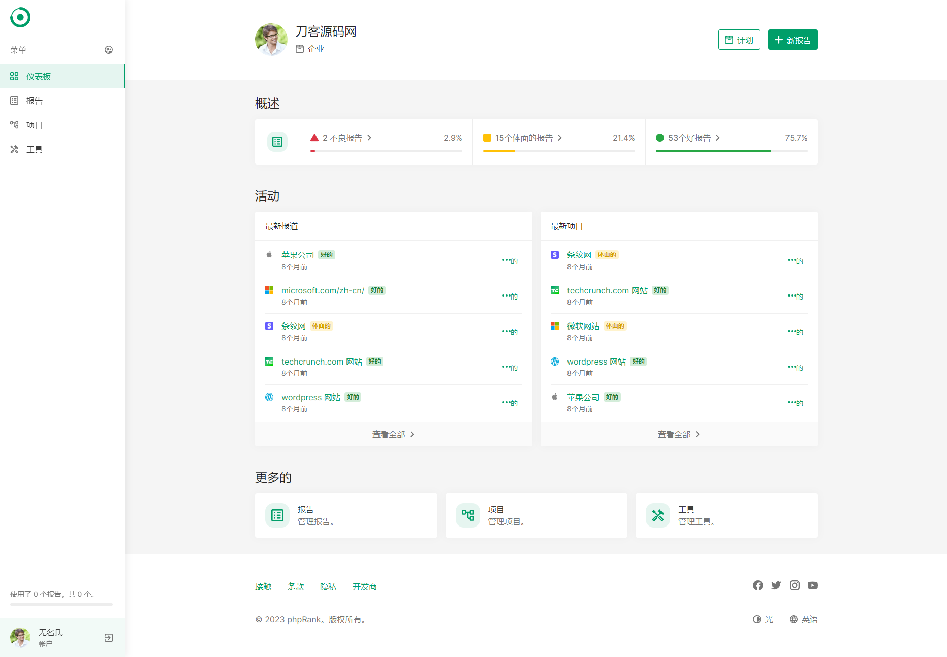 网站SEO报告和代码工具平台系统源码-知新网