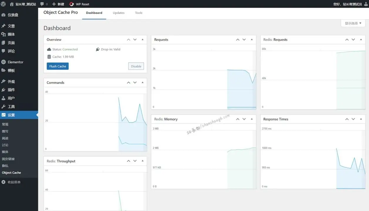 Redis Object Cache Pro 仪表板演示