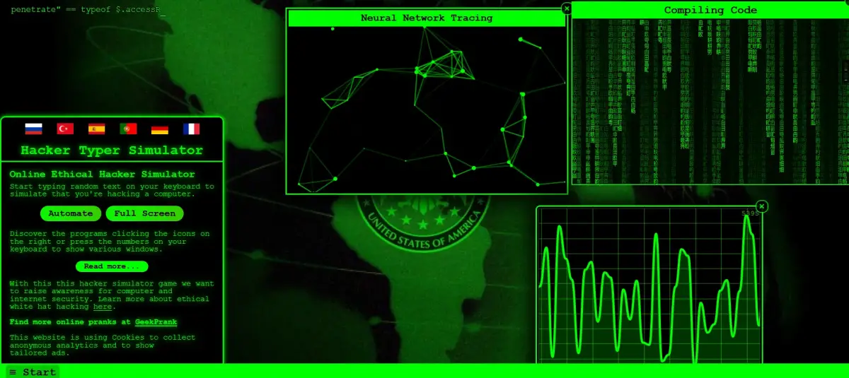 在线假装黑客高手酷炫源码-知新网