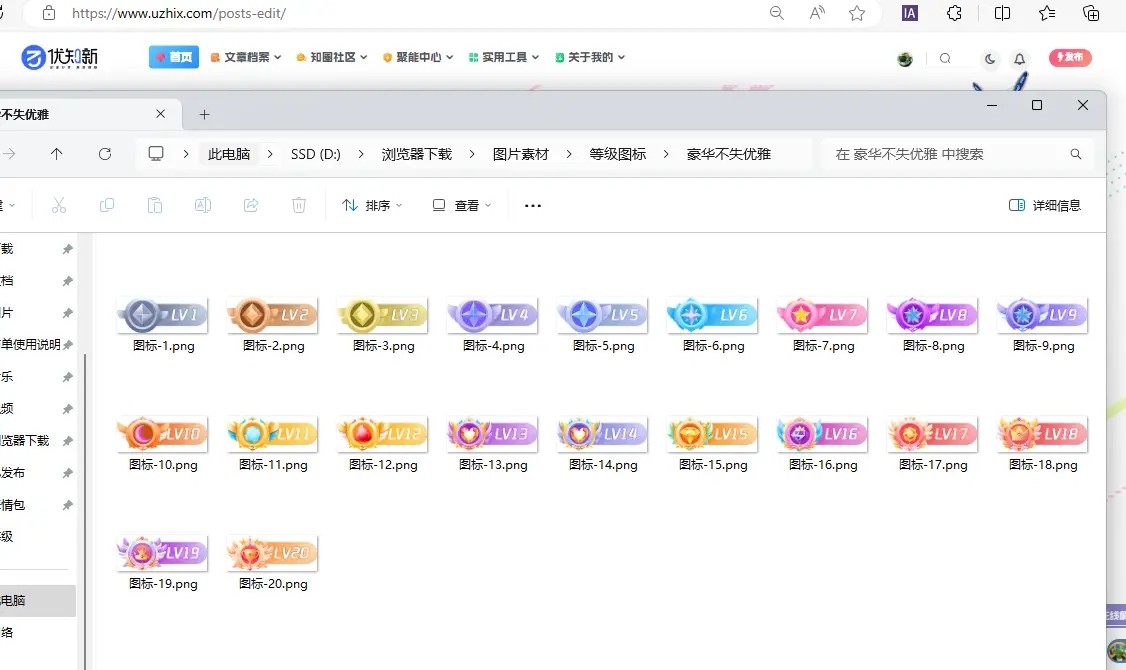 炫酷彩色等级图标V1-V20一共20个-知新网