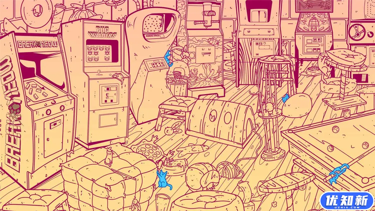 电玩街机满是猫/An Arcade Full of Cats-知新网